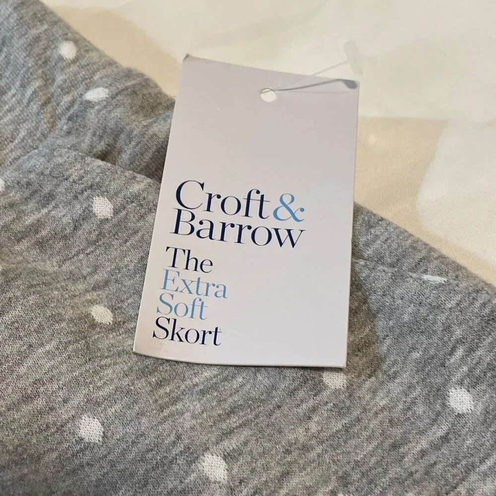 Croft & Barrow Womens Gray Polka Dot Extra Soft Skort - Easy Care & Comfort - Picture 5 of 10